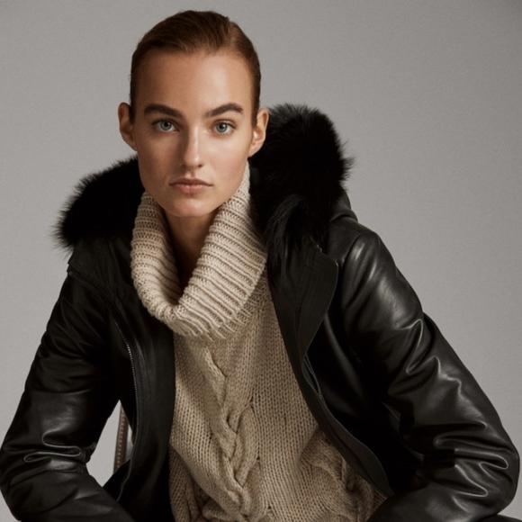 BLUE DUCK Fox Fur-Trim Sheepskin Hooded Jacket - Picture 3 of 8